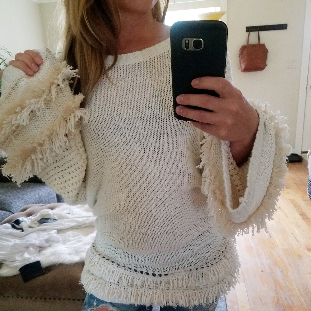 NWT Chaser, fringe knit sweater. - Picture 2 of 5